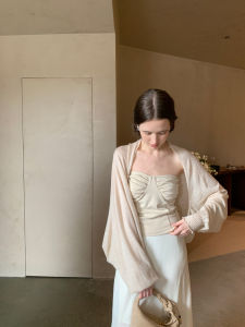 Light Oxygen Summer Kernel Cosmos Knitted Batwing Sleeve Skin-friendly Sweater V-neck Long Sleeve Open Cardigan Wool Blend