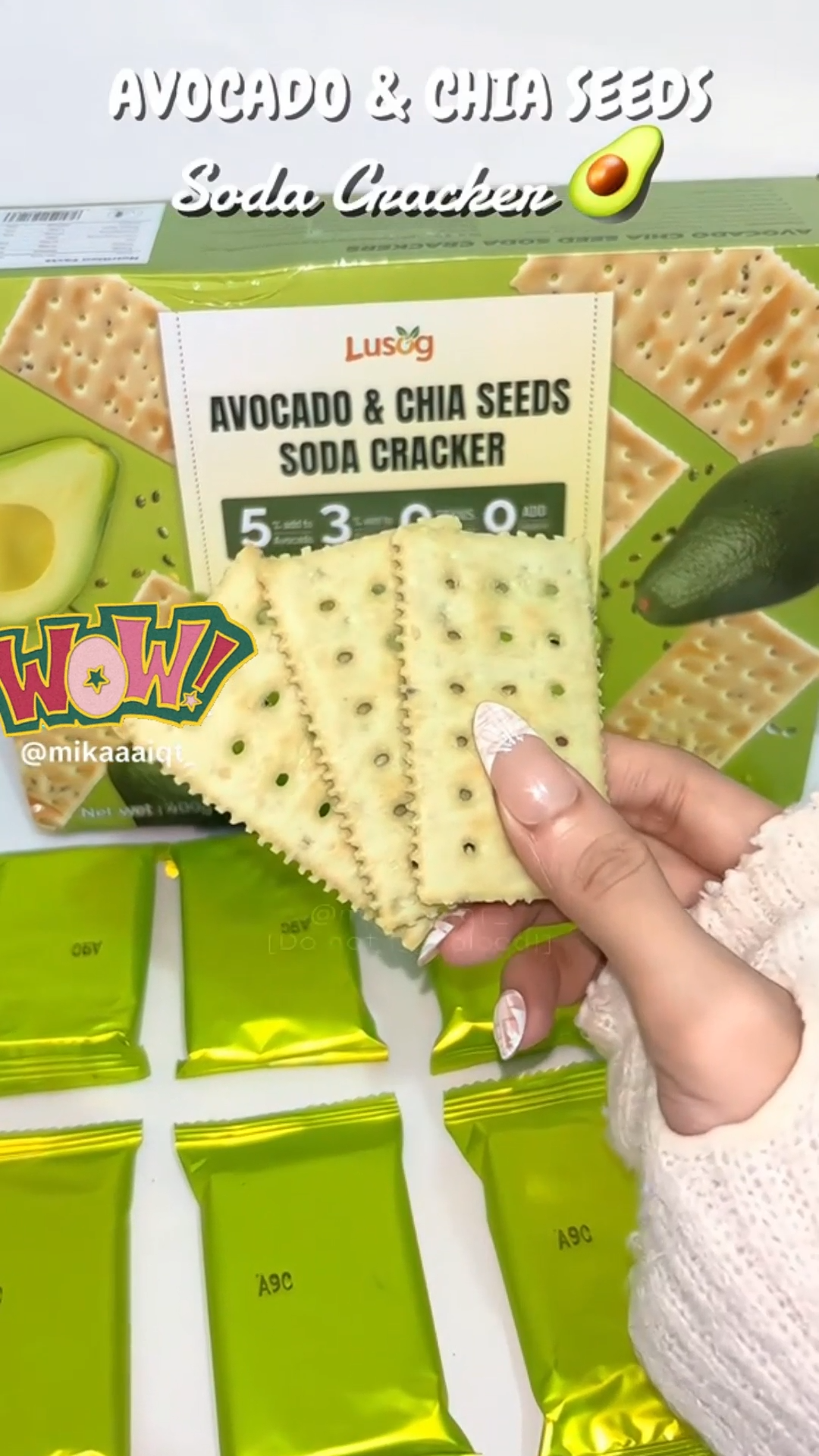 400g/Box Avocado Chia Seed Soda Biscuits Snacks No Sucrose Low Carb Healthy Keto Crackers