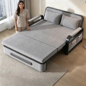 【COD】Folding sofa bed with Storage Cabinet Living room dual use sofa bed Double rollawaybedMultifunctionalretractablesofa Single/Double/Queen Size ,2 Free Throw Pillows
