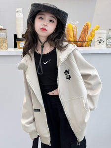 เสื้อแจ็คเก็ตฮู้ดสำหรับเด็กผู้หญิง ฤดูใบไม้ผลิและฤดูใบไม้ร่วง แฟชั่นใหม่ 2025 เสื้อสเวตเตอร์ลำลองสำหรับนักเรียน เสื้อตัวบน