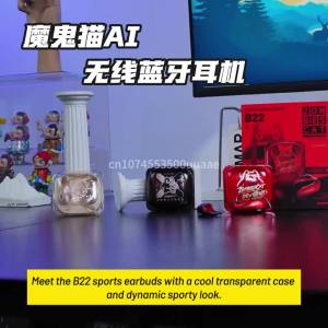 魔鬼猫/ZombiesCat | Zombies Cat B22 OWS Ear Hook Headphones Ai Translation Bluetooth 6.0 Earphone Sport Headset with Safety Light for Night Running