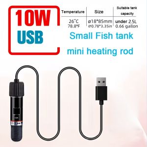 10W USB Mini Aquarium Heating Rod for 2.5L Fish Tank 26°C Constant Temperature Aquarium Heater Submersible Thermostat Heater