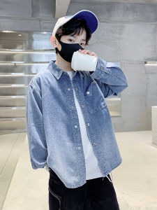 Spring Autumn Long Sleeve Denim Shirt for Boys Childrens Outerwear Fashionable Stylish New 2025 Cotton Casual Shirt Coat