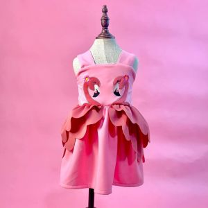 Little Vella Flamingo & Swan Ruffled Feather Dress ( 1-8 Years Old)