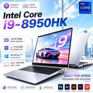 15.6 Inch Ultra‑Slim Gaming Laptop Intel Core i9‑8950HK16GB DDR4 1TB 2TB SSDWindows 11 Notebook PC Fingerprint Unlock Backlit Keyboard for Gaming Office Study