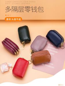 Top Layer Cowhide Leather Womens Wallet Large Capacity Zipper Storage Bag Multi-Layer Genuine Leather Coin Purse Handbag