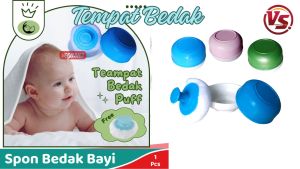 1 Set Tempat Bedak Bayi/Tempat Bedak Tabur Multicolor Baby Powder Free Puff Case - Aurora Store (COD)