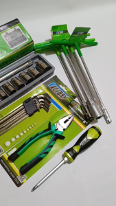 PAKET 5 SET VICTORY kunci shock set lengkap 10 Pcs + Kunci T Set 5 Pcs Komplit + kunci l set lengkap 9 Pcs Panjang + Tang Kombinasi 8 Inch + Obeng Ketok Bolak Balik Victory / kunci l tekiro 1 set lengkap ori