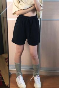 Quần Short Thể Thao Màu Đen Thường Ngày Cho Nữ Mùa Hè Mỏng 2025 Mẫu Mới Cạp Cao Rộng Rãi Quần Dài Năm Điểm