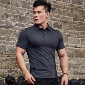 Quick Dry Sport Polo Shirt American Collar Fitness Short Sleeve Men Swimming Personal Trainer Workwear Breathable Moisture Wicking