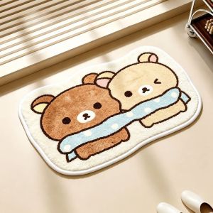 VIKAMA Kawaii Gấu Ngủ Hoạt Hình Thảm Chống Trơn Trượt Polyester Bền Đẹp Cho Phòng Ngủ Phòng Khách Trang Trí Nhà Cửa