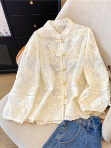 AIYITI | Oriental Style Lace Embroidery Blouse Plus Size