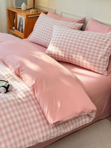 Cotton Grid Style Student Bedding Set