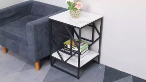 โต๊ะหินอ่อน ทอง โมเดิร์น รูปแบบ 40x40x58cm สีดำ / ทอง หิน โต๊ะข้างโซฟา