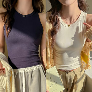 Miiow | Cat Lady Sleeveless Round Neck Vest Womens Style Versatile Slim Fit Design Pure Color Camisole Inner Wear Spring Summer New Arrival