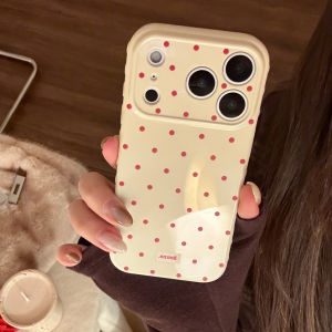 Korean Full Screen Polka Dots Soft Phone Case For iPhone 17 16 15 14 13 12 Pro Max 11 Candy Colors Shockproof Protective Cover