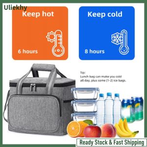 Uliekhy 15L Large Capacity Cooler Bag Square Food Insulated Bag Cooler Tote Lunch Handbag Outdoor Camping Picnic Bag Food Container Storage Packs