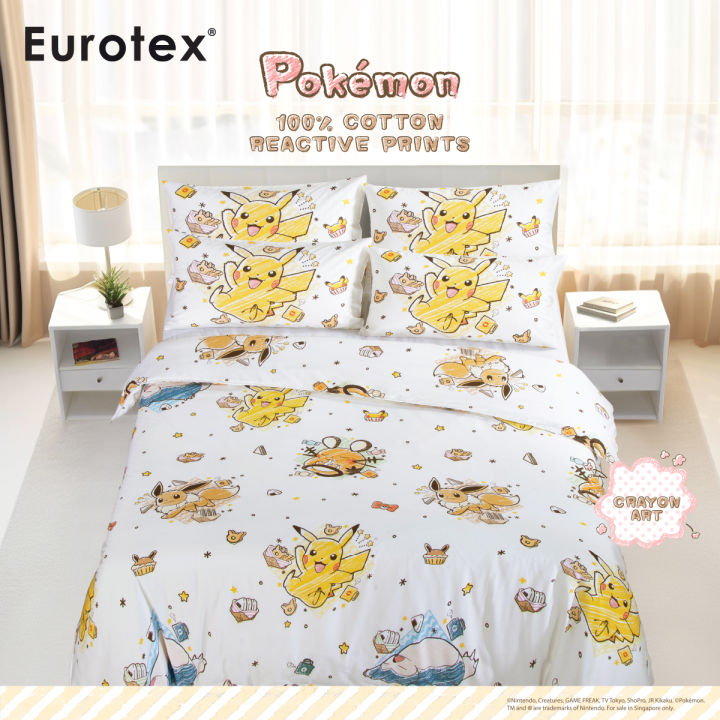 Pokemon, Pikachu, Eevee Snorlax Bedsheet Fitted Sheet Set