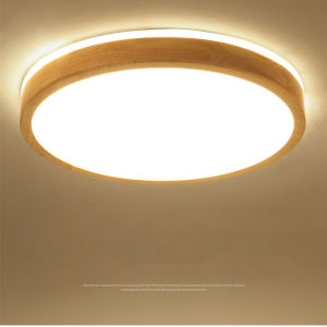 ไฟติดเพดานไม้ LED แบบนอร์ดิกโคมไฟติดเพดานทรงกลมสไตล์โมเดิร์นไฟในร่มสำหรับห้องนั่งเล่นห้องโคมระย้าตกแต่งห้องนอนลดแสง RC