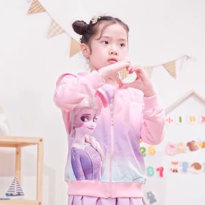 Áo khoác bé gái hình Elsa bông tuyết BOMINES chất da cá co giãn 4 chiều hình in cao cấp k bong tróc AKBGELSATIM