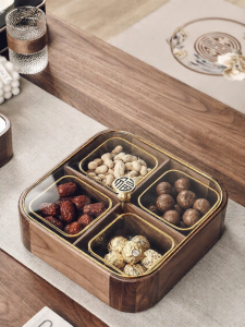 CRISTALGLASS | Traditional Chinese Living Room Storage Box Wood Snack Dry Fruit