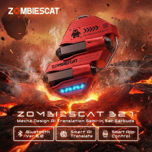Zombies Cat Real Time Ai Translator Headphone Alloy Mecha Bluetooth 6.0 Earphone Immersive Stereo TWS Wireless Earbuds with APP