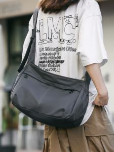 Lightweight Nylon Crossbody Bag Trendy Dumpling Shape Fitness Sports Backpack for Young Men Casual Leisure Zipper Closure Pure Color