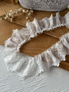 High-End Taiwan Style Pleated Lace Trim Fabric DIY Handmade Clothing Decoration Material Heart-Shaped Material Home Sewing