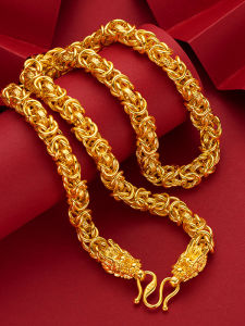 Mens Gold Plated Sand Gold Necklace Snake Bone Dragon Bone Couple Chain Jewelry Store Head Chain Fashionable Ethnic Style