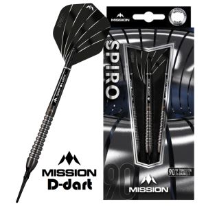 MISSION SOFT TIP DART - 19G SPIRO M2 Graphite PVD BLACK 90% Tungsten Soft Darts (ARROW DART LEMBUT)