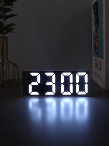 Japanese Simple LED Digital Clock Sound Control Alarm Clock  Desktop Large Screen Digital Clock Black White