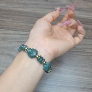 Q438 Vòng 4 bộ tam điếu 2 cỏ 4 lá hồ ly Lam Ngọc ko kén mệnh - Phong Thuỷ TUDO P