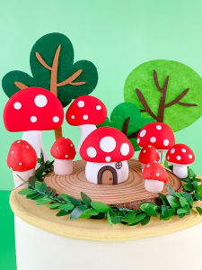 Bakeware Soft Clay Mushroom Cake Decoration Country Style Large And Small Mushrooms Tree Baking Decoration Accessories Dessert Table Decoration