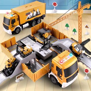 รถเครนคอนเทนเนอร์ เด็กรถ บรรทุ ขนาดใหญ่ มากชุด โลหะ ผสมเครนยก เด็กชาย