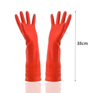 1 pair S/M/L Red Flexible Rubber Clean Gloves Dish Washing Long Home Bathroom Cleaning Kitchen Accessories Plastic Gloves