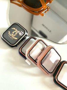 CNAGAIN Hard PC Case for Apple Watch Series 8 7 6 SE 5 4 3 2 1 45Mm 44Mm 42Mm 41Mm 40Mm 38Mm with Tempered Glass Screen Protector Dual Color for smart watch