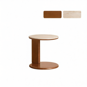WEISHA | Antique Design Round Solid Wood Tea Table with Marble Top