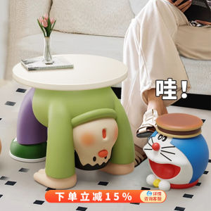 Portable Resin Tea Table Cute Cartoon Side Table for Living Room And Balcony Small Household Suitable Fat Tiger Table Combination