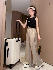 Quần Ống Rộng Bằng Lụa Băng Chống Muỗi Cho Bé Gái Mùa Hè 2024 Quần Ống Đứng Rộng Rãi Thời Trang Mới Cho Trẻ Em Trung Niên Và Lớn