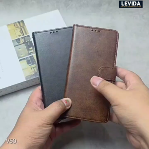 Vivo V50 5G Flip Cover Kulit Leather Case Sarung Buku Kulit Vivo V50 5G