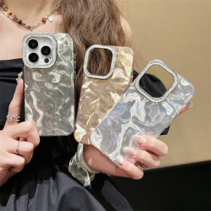 Korean Japanese Water Wave Sparkling Diamond Anti-Fall Protection for Apple 15 iPhone 14 pro Max New Model 13 Girl Heart 11 Luxury 12 pro Popular 13 pro High-End Sensation 12 Protection Case Trend