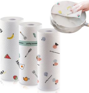 50Pcs/Roll Disposable Cleaning Cloths Dish Cloth Kitchen towel paper Water Absorption and Oil Absorption Dry &Wet for Kitchen Restaurant