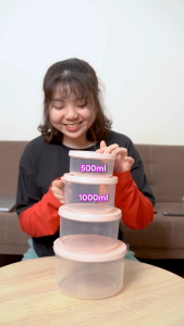 Inochi Hokkaido Round Food Container Set of 4 – 500ml to 2000ml – BPA-Free Antibacterial Microwave & Freezer Safe