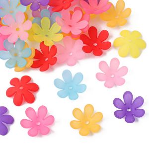 50 ชิ้น 20มิลลิเมตรอครีลิคขึ้นรูปแข็งดอกไม้หกกลีบเสน่ห์ลูกปัดสำหรับการทำเครื่องประดับงานฝีมือ DIY