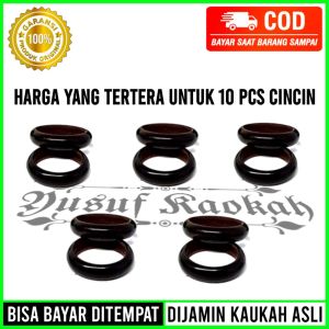10 Pcs Cincin Kokka Kaokah Kaukah Bulat Polos Hitam