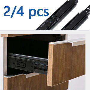 2/4 Pieces of 3-Section Drawer Slides Easy to Install Silent Sliding Design Heavy-Duty Metal Structure 10/12/14/ 16inch Lengths Suitable for Cabinets Dressers Desk Furniture Installation Smooth Operation Sturdy and Durable - Black.