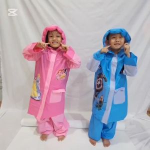 Jas Hujan Anak Backpack Karakter Lucu Kuromi Spiderman Princess Cars Cinnamoroll Avenger Unicorn Astronot