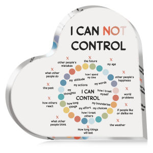 1pc Acrylic Heart "I Can Not Control" SignMental Health Therapy Affirmations School Counselor DecorOffice SuppliesHome Decor