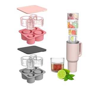 Ice Cube Mold for Stanley Cup Tumbler 20oz 30oz 40ozSilicone Cylinder Ice Cube Tray with LidIce Mold Keep Drinks Chilled