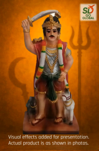 Madurai Veeran Small Idol – 13cm Polyresin Tamil Folk Warrior Statue for Car Dashboard & Spiritual Decor